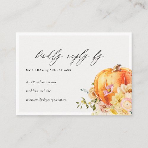 Floral Fall Pumpkin Online Wedding Website RSVP Enclosure Card