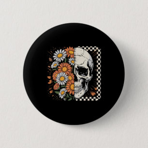 Floral Fall Skeleton Boho Halloween Button