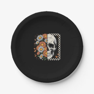 Floral Fall Skeleton Boho Halloween Paper Plates