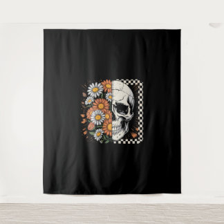 Floral Fall Skeleton Boho Halloween Tapestry