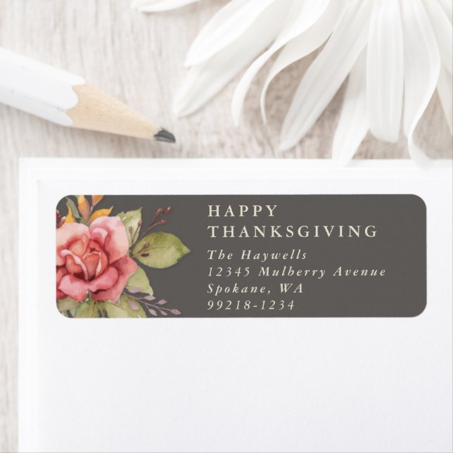 Floral Fall/Thanksgiving Message Return Address Label (Insitu)