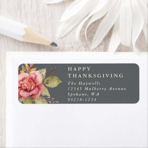 Floral FallThanksgiving Message Return Address Label