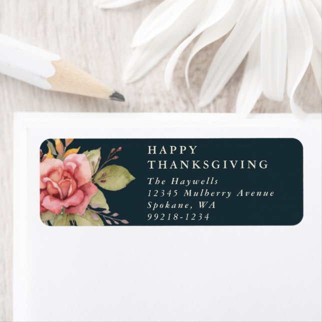 Floral Fall/Thanksgiving Message Return Address Label (Insitu)