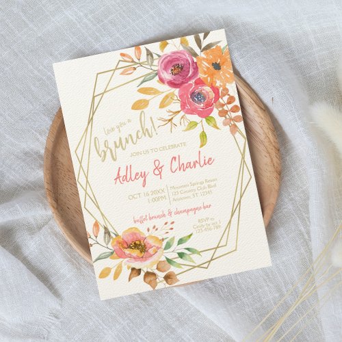 Floral Fall Watercolor Brunch Wedding Shower Invitation