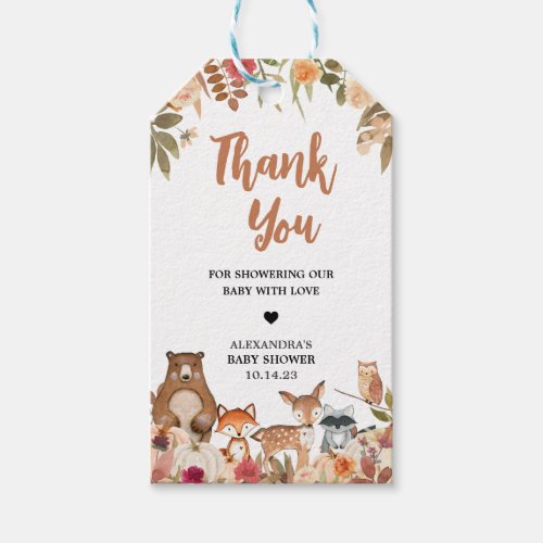 Floral Fall Woodland Baby Shower Favor Tags