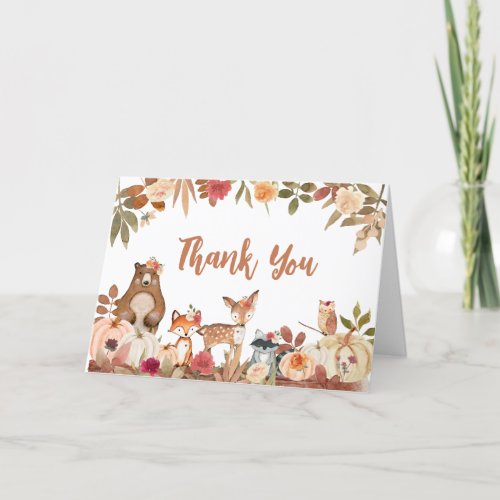 Floral Fall Woodland Baby Shower Thank You Card