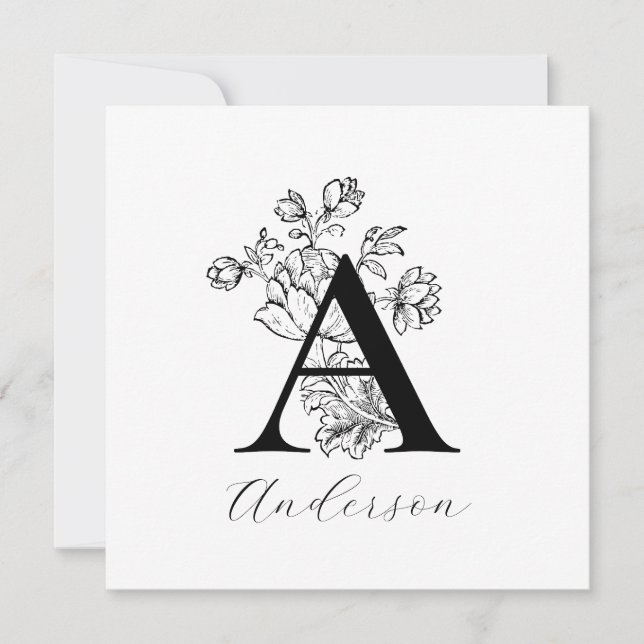 Floral Family Monogram Letter A   Note Cards (Front)