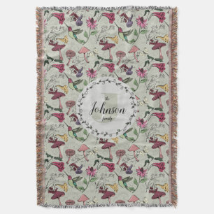 Floral Family Name Hummingbird Garden & Flowers Throw Blanket