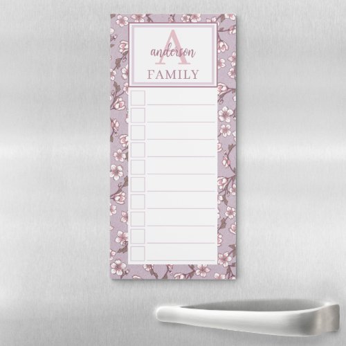 Floral Family Name Monogram To Do Magnetic Notepad