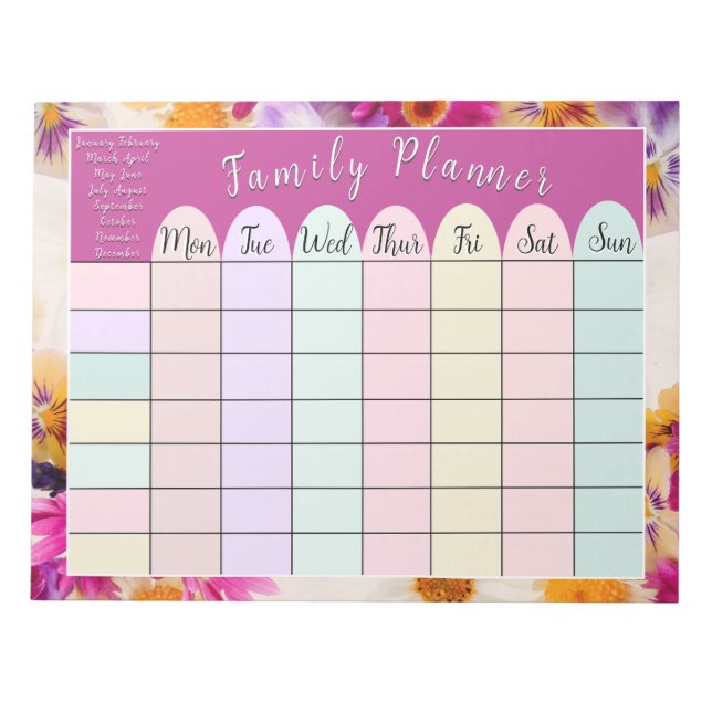 Floral Family Planner  Notepad (Front)