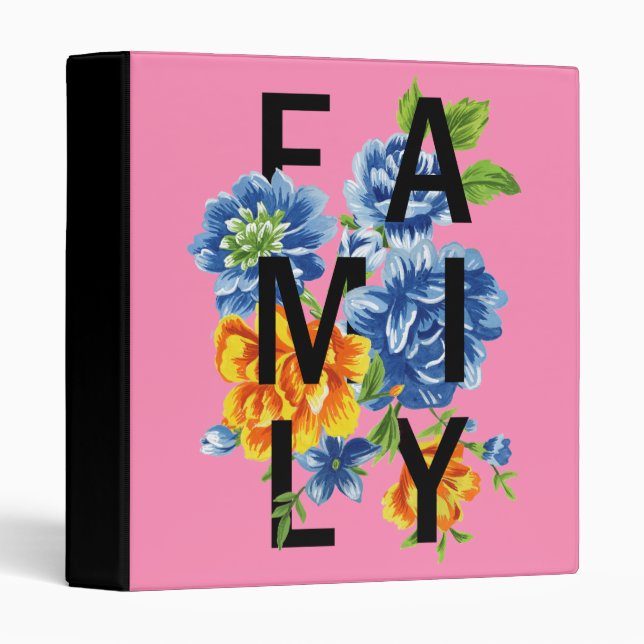 Floral Family Quote 3 Ring Binder (Front/Spine)