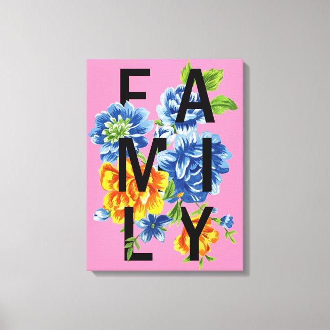 Floral Family Quote Canvas Print (Front)