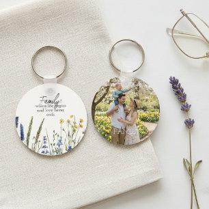 Floral Family Quote Photo – Keepsake Gift Keychain