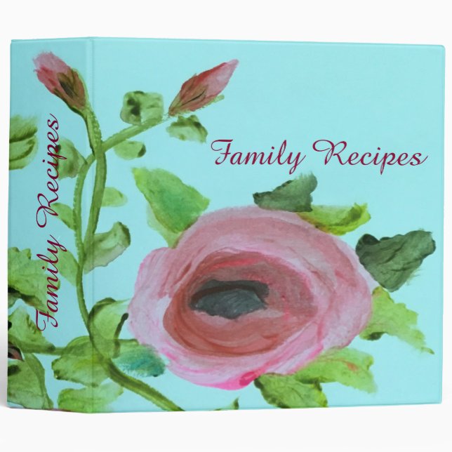 Floral Family Recipe Book 3 Ring Binder (Front/Spine)