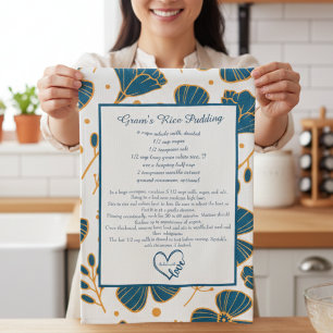 Floral Family Recipe Keepsake Custom  Kitchen Towel