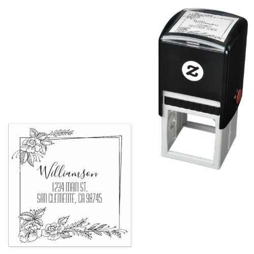 Floral Family Return Address Self_inking Stamp