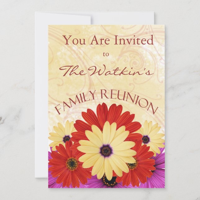 Floral Family Reunion Party Invitations (Front)
