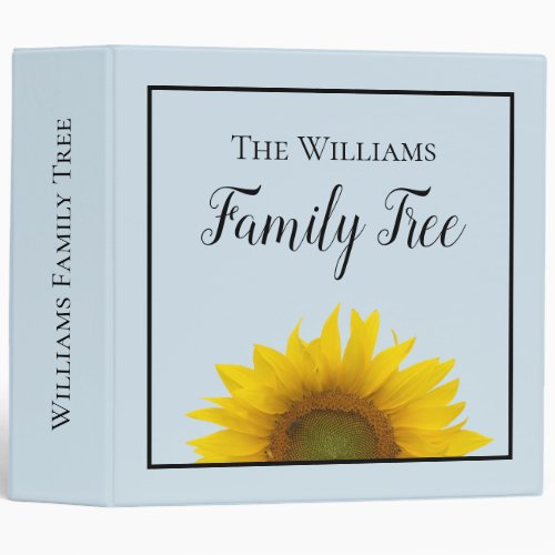 Floral Family Tree Sunflower Reunion 3 Ring Binder