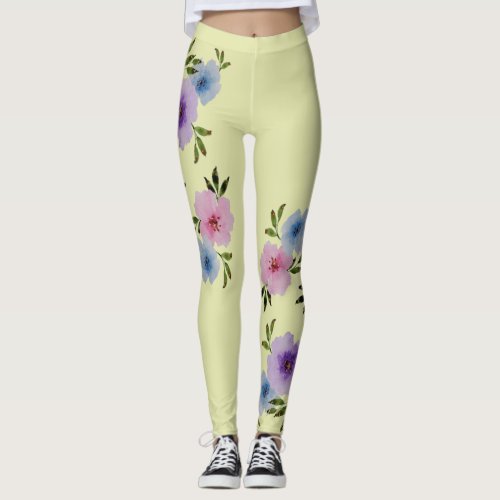 Floral Fancy Blooms with touches of Gold Glam Leggings
