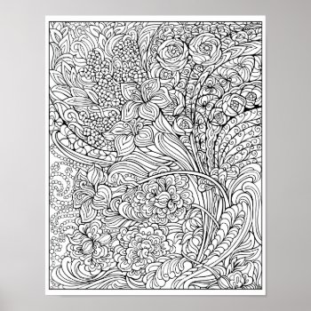 Floral Fancy Coloring Poster by gailgastfield at Zazzle