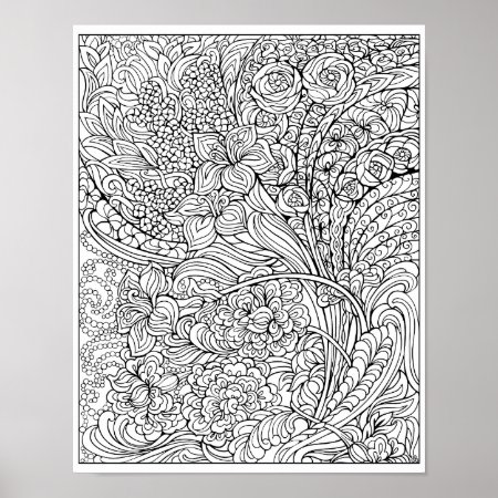 Floral Fancy Coloring Poster