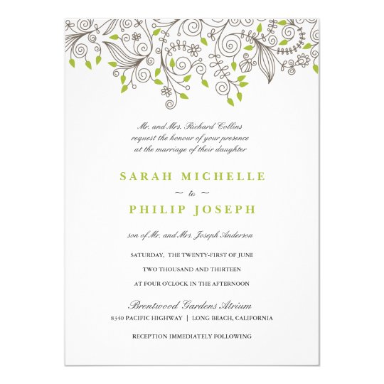 floral fancy swirls formal wedding invitations zazzle com