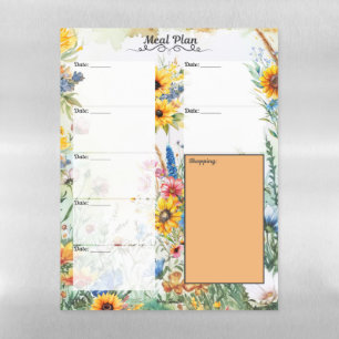Floral Fantasy 7 Day Blank Meal Planner Magnetic Dry Erase Sheet