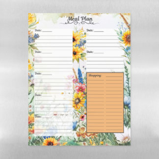 Floral Fantasy 7 Day Meal Planner Magnetic Dry Erase Sheet