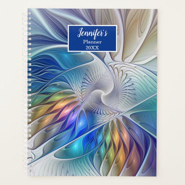 Floral Fantasy, Abstract Fractal Art Flower Name Planner (Front)