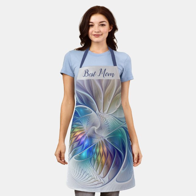 Floral Fantasy, Abstract Fractal Flower Best Mom Apron (Worn)
