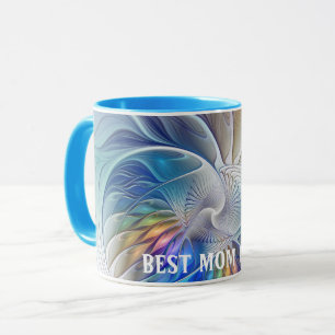 Floral Fantasy, Abstract Fractal Flower Best Mom Mug