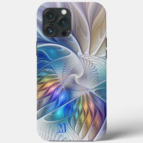 Floral Fantasy Abstract Fractal Flower Monogram iPhone 13 Pro Max Case
