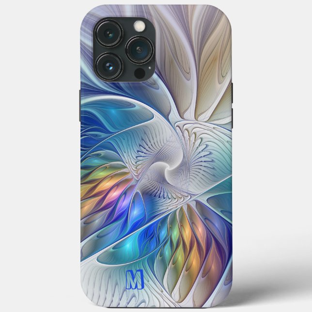 Floral Fantasy, Abstract Fractal Flower Monogram Case-Mate iPhone Case (Back)