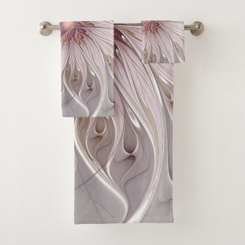 Floral Fantasy Abstract Modern Pastel Flower Bath Towel Set