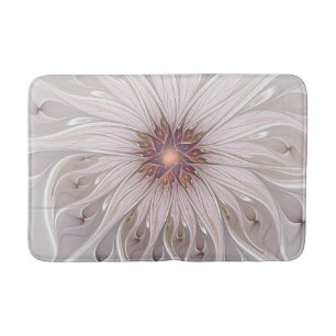 Floral Fantasy, Abstract Modern Pastel Flower Bathroom Mat