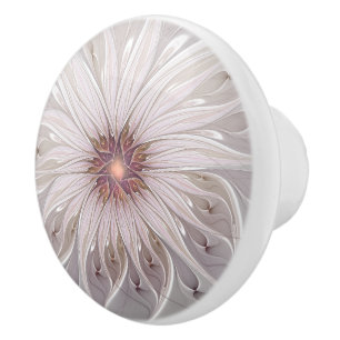 Floral Fantasy, Abstract Modern Pastel Flower Ceramic Knob