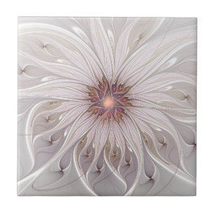 Floral Fantasy, Abstract Modern Pastel Flower Ceramic Tile