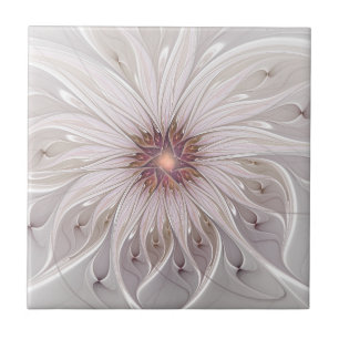 Floral Fantasy, Abstract Modern Pastel Flower Ceramic Tile