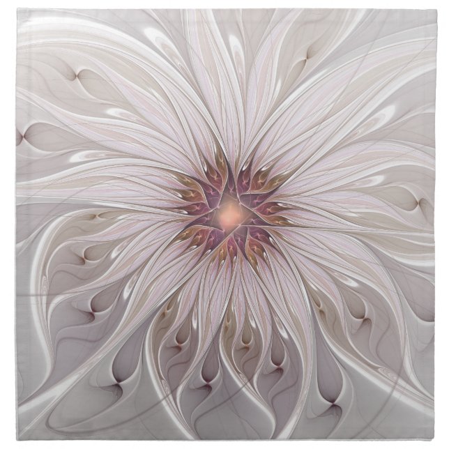 Floral Fantasy, Abstract Modern Pastel Flower Cloth Napkin (Front)