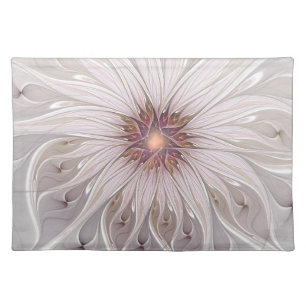 Floral Fantasy, Abstract Modern Pastel Flower Cloth Placemat