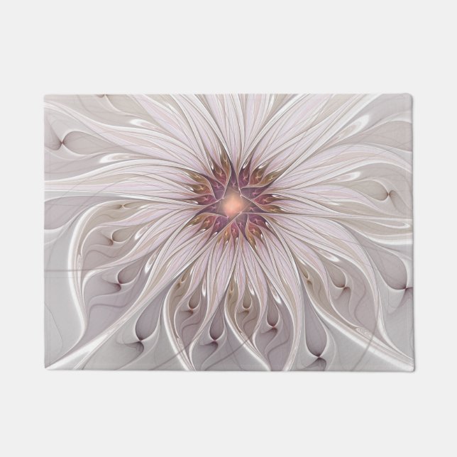Floral Fantasy, Abstract Modern Pastel Flower Doormat (Front)