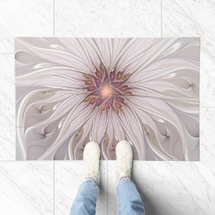 Floral Fantasy, Abstract Modern Pastel Flower Doormat