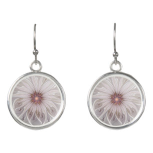 Floral Fantasy, Abstract Modern Pastel Flower Earrings