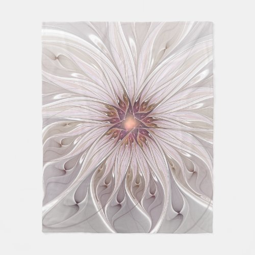 Floral Fantasy Abstract Modern Pastel Flower Fleece Blanket