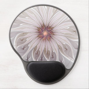 Floral Fantasy, Abstract Modern Pastel Flower Gel Mouse Pad