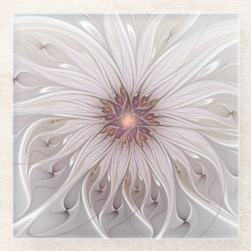 Floral Fantasy Abstract Modern Pastel Flower Glass Coaster