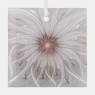 Floral Fantasy, Abstract Modern Pastel Flower Glass Ornament
