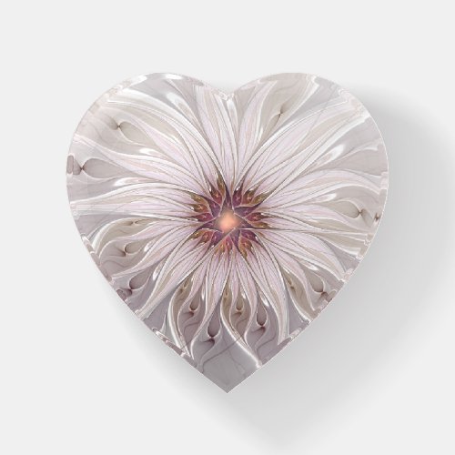 Floral Fantasy Abstract Modern Pastel Flower Heart Paperweight