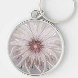 Floral Fantasy, Abstract Modern Pastel Flower Keychain