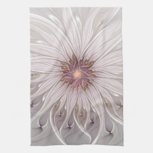 Floral Fantasy, Abstract Modern Pastel Flower Kitchen Towel